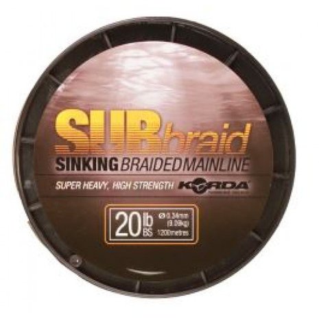 Korda - Lijn gevlochten Sub Braid Sinking Braided Mainline - 450m - Sub Green - Korda