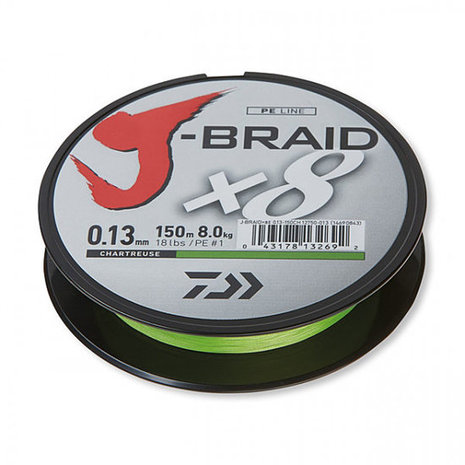 Daiwa - Fil tress&eacute; J-Braid X8 Chartreuse 150m - Daiwa