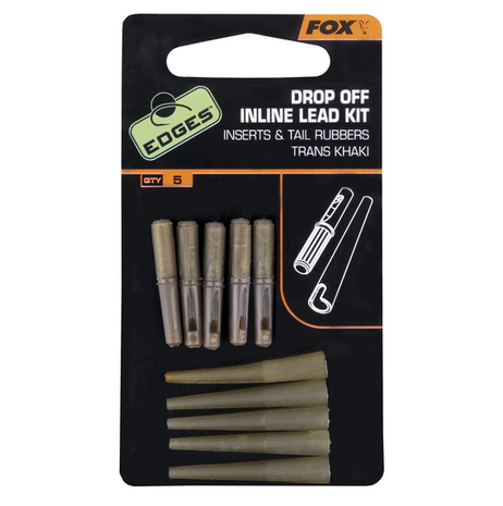 End Tackle Edges Drop-off Inline Lead Kit x 5 inserts / tail rubbers - Fox Carp