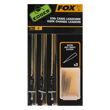 Fox Carp - End Tackle Edges Ready tied Camo Leadcore Leaders - Fox Carp