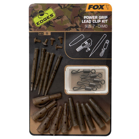 Fox Carp - End Tackle Edges Camo Power Grip Lead Clip kit size 7  - Fox Carp