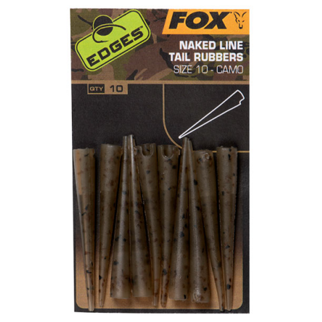 Fox Carp - End Tackle Edges Camo Naked Line tail rubbers size 10  - Fox Carp