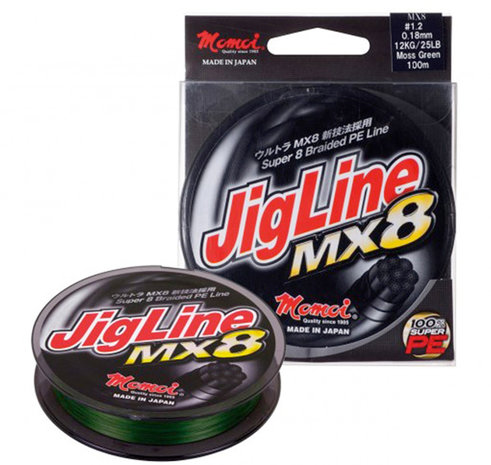 Momoi - Fils tress&eacute; PE Jigline MX8 Moss Green - 100m - Momoi