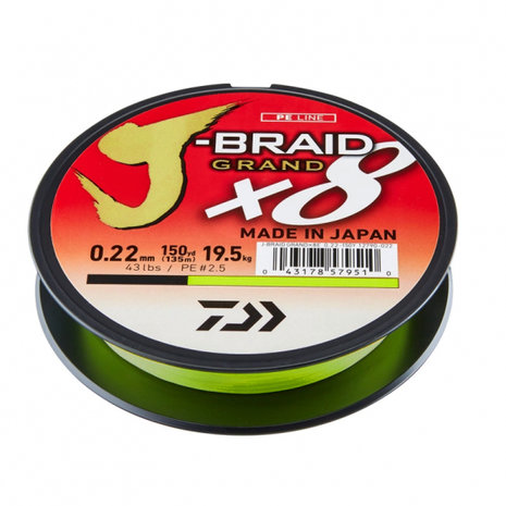 Daiwa - Fil tress&eacute;  J-Braid X8 Grand Chartreuse 150m - Daiwa