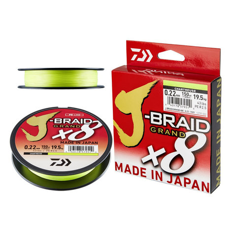 Daiwa - Fil tress&eacute;  J-Braid X8 Grand Chartreuse 150m - Daiwa