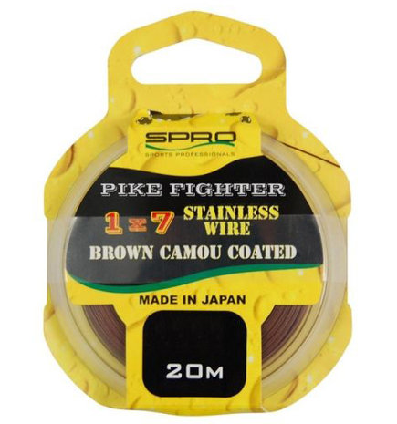 SPRO - Staaldraad Pike Fighter 1X7 Stainless Wire Brown Camou Coated - 20m - SPRO