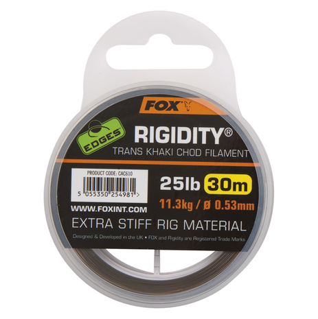 Fox Carp - End Tackle Edges Rigidity Chod Filament 0.53mm 30lb x 30m - trans khaki - Fox Carp