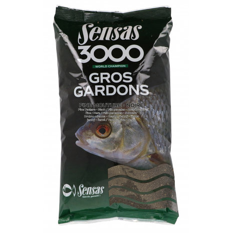 Sensas - Voeder 3000 Gros Gardons Fijn gemalen zwart - 1kg - Sensas