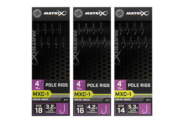 Matrix - Onderlijn MXC-1 Barbless 10cm Pole Rigs - Matrix