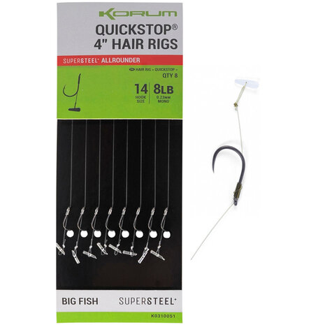 Korum - Big Fish Hair Rigs Quickstops Barbless - Korum