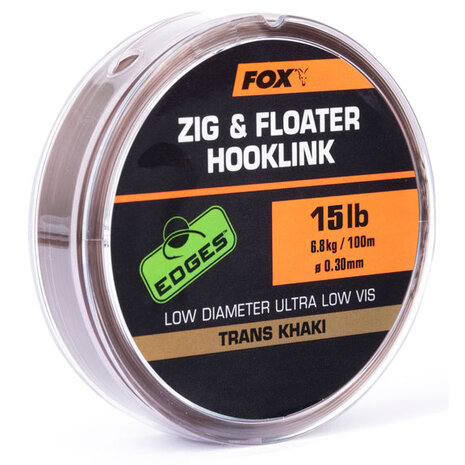 Fox Carp - Zig and Floater Hooklink Trans Khaki - 15lb (0.30mm)  - Fox Carp