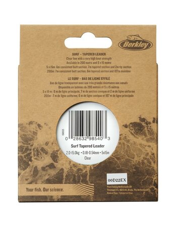 Berkley - Lijn Nylon Nautil Surf  Mono Tapered Leader Clear / 5x15m - Berkley