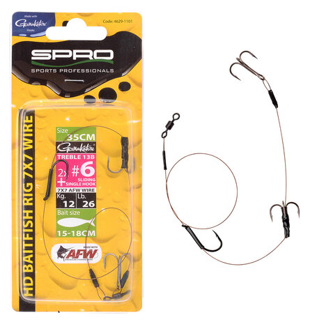 SPRO - Heavy Duty Baitfish Rig 7x7 Wire  2 x Treble - SPRO