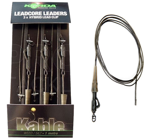 Korda - End Tackle Leadcore Leaders 3 x Hybrid Lead Clip Weed - Korda