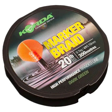 Korda - Lijn gevlochten Marker Braid Dark Green 20lb - 300m - Korda