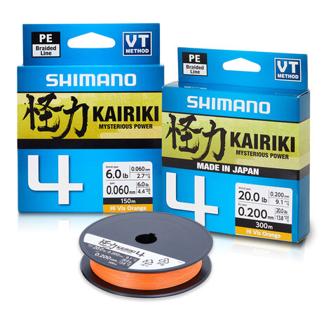 Shimano - Lijn gevlochten Kairiki 4 Hi-vis Orange - 150m - Shimano
