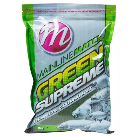 Mainline - Match Green Supreme Fishmeal Groundbait - 1kg - Mainline