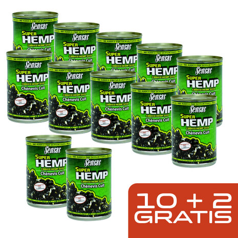 Sensas - ACTIE 10+2 gratis / Gekookte Hennep In Blik 350 gram - Sensas