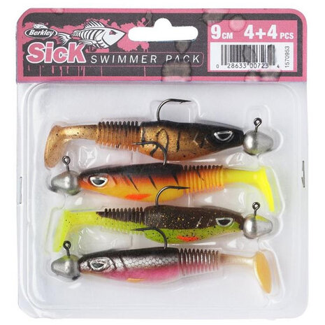 Berkley - Sick Swimmer Pre-Rigged Shads (4 stuks) 9,0cm - Berkley