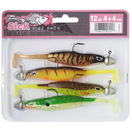 Berkley - Sick Vibe Pre-Rigged Softbait (4 stuks) 12,0cm - Berkley