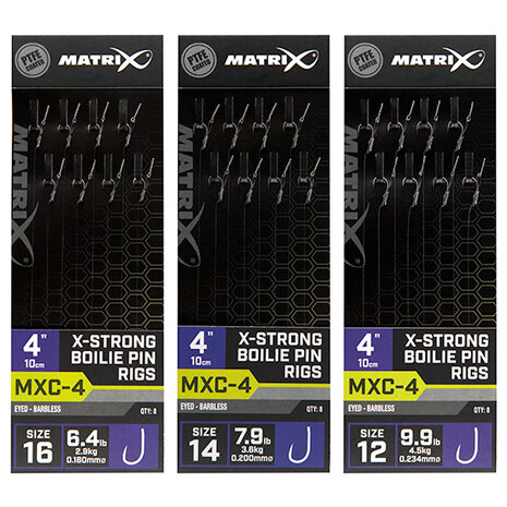 Matrix - Onderlijn MXC-4 X-Strong Boilie Pin Rigs Barbless - 10cm - Matrix