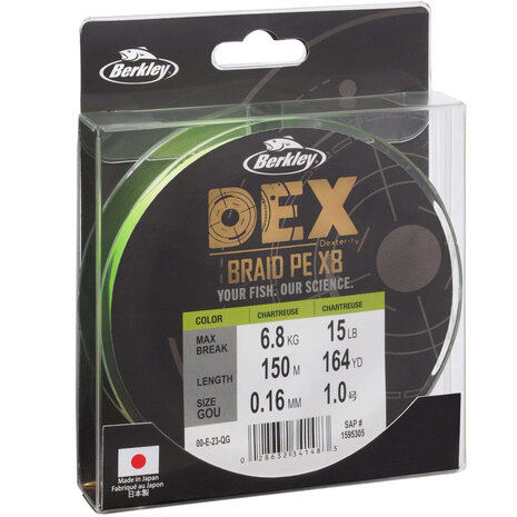 Berkley - Fil tress&eacute; DEX x8 Chartreuse - 150m - Berkley