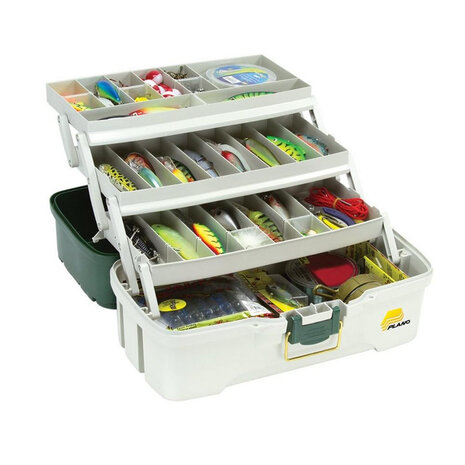 Plano - Three Tray Tackle Box Green Metallic/Off-White - Plano