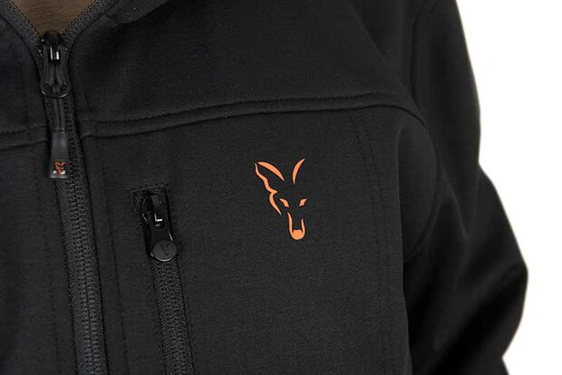 Fox Carp - Soft Shell Jacket Black &amp; Orange - Fox Carp