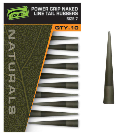 Fox Carp - End Tackle Edges Naturals Power Grip Naked line tail rubbers size 7 x 10 - Fox Carp