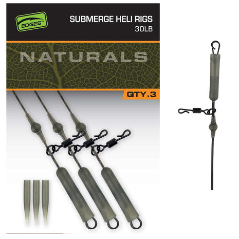 Fox Carp - End Tackle Naturals Submerged Heli rigs 30lb x 3 - Fox Carp