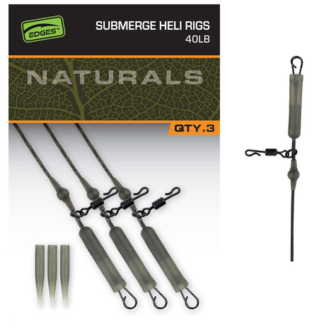 Fox Carp - End Tackle Naturals Submerged Heli rigs 40lb x 3 - Fox Carp