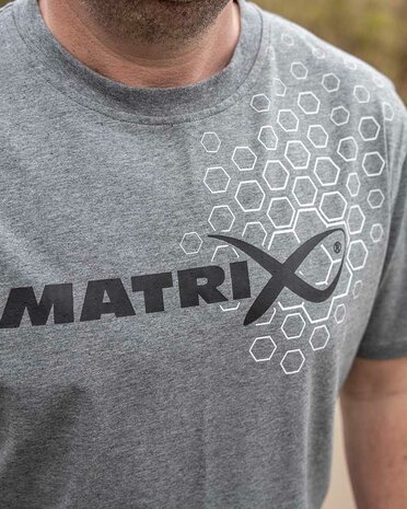 Matrix - Hex Print T-Shirt Marl Grey - Matrix