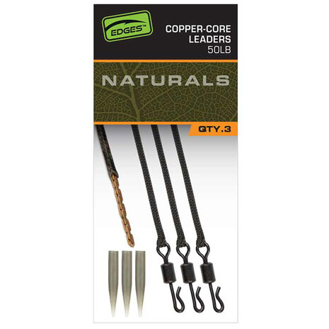 Fox Carp - End Tackle Edges Naturals Copper-Core Leaders x3 - Fox Carp