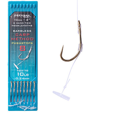 Drennan - Onderlijnen 4&Prime; Carp Method Pushstops Barbless / 10.0cm - Drennan