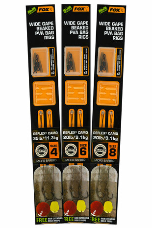 Fox Carp - Edges Wide Gape Beaked PVA Ready Rigs Barbed - Fox Carp
