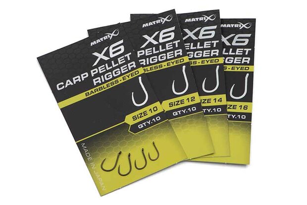 Matrix - Haken X6 Carp Pellet Rigger Barbless / Eyed - Matrix