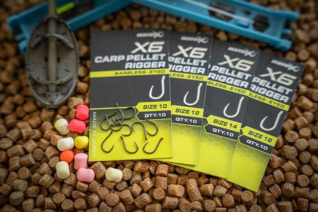 Matrix - Haken X6 Carp Pellet Rigger Barbless / Eyed - Matrix