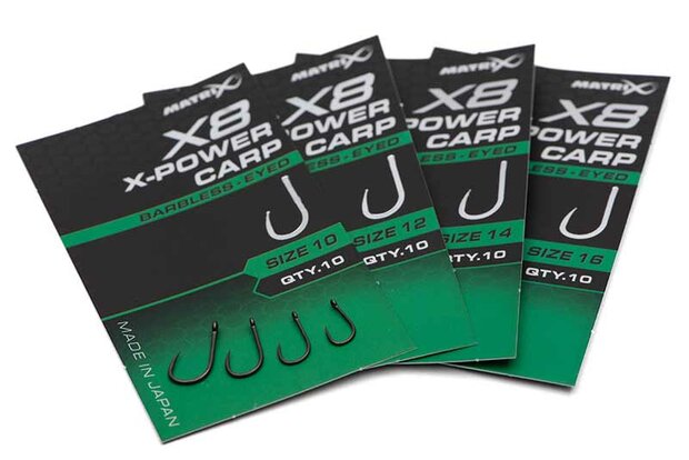 Matrix - Haken X8 X-Power Carp Barbless / Eyed - Matrix