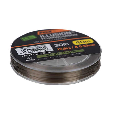 Fox Carp - Edges Illusion Fluorocarbon 30lb 13.6kg (0.50mm) / 40m - Naturals Green - Fox Carp