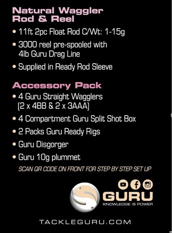 Guru - Natural Waggler 11ft Rod &amp; Reel Combo - Guru