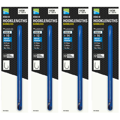 Preston - Onderlijn XS02-B Hooklengths Barbless / 15cm - Preston