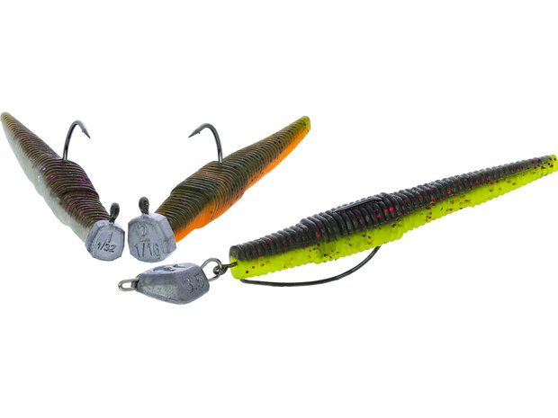 Westin - Creature Bait Rigged &lsquo;N Ready Ned Worm Slim Dark Water Mix / 5.5cm - Westin