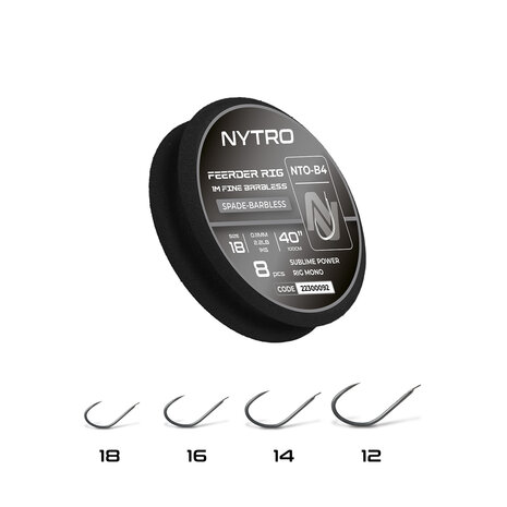 NTO-B4 Barbless Fine Feeder Ready Tied Rigs / 100cm - Nytro