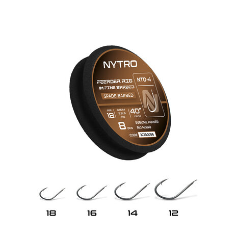 NTO4 Barbed Fine Feeder Ready Tied Rigs / 100cm - Nytro