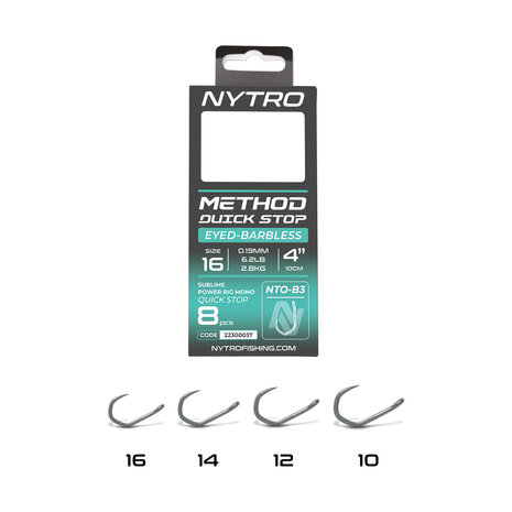 NTO-B3 Barbless Method Quick Stop Ready Tied Rigs / 10cm - Nytro