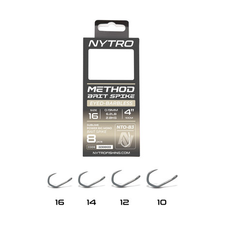 NTO-B3 Barbless Method Bait Spike Ready Tied Rigs / 10cm - Nytro