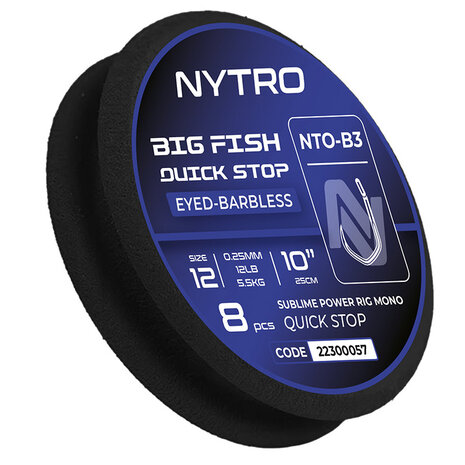 NTO-B3 Barbless Big Fish Quick Stop Ready Tied Rigs / 25cm - Nytro