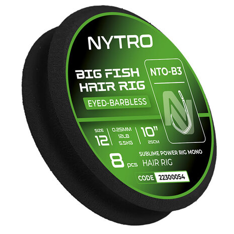 NTO-B3 Barbless Big Fish Mono Hair Ready Tied Rigs / 25cm - Nytro