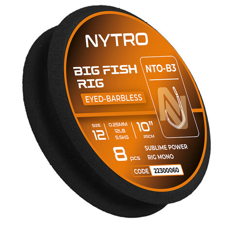 NTO-B3 Barbless Big Fish Ready Tied Rigs / 25cm - Nytro