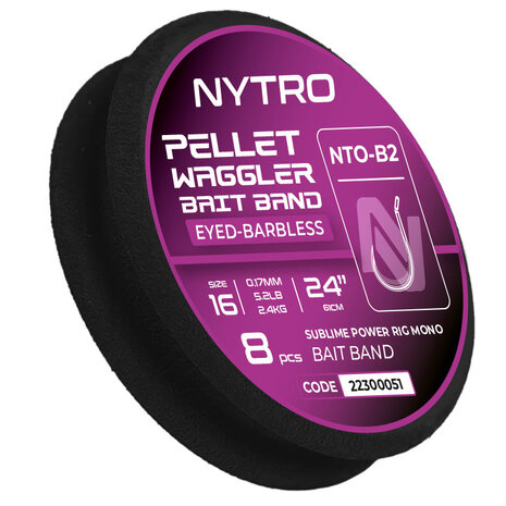 NTO-B2 Barbless Pellet Waggler Latex Bait Band Ready Tied Rigs / 61cm - Nytro
